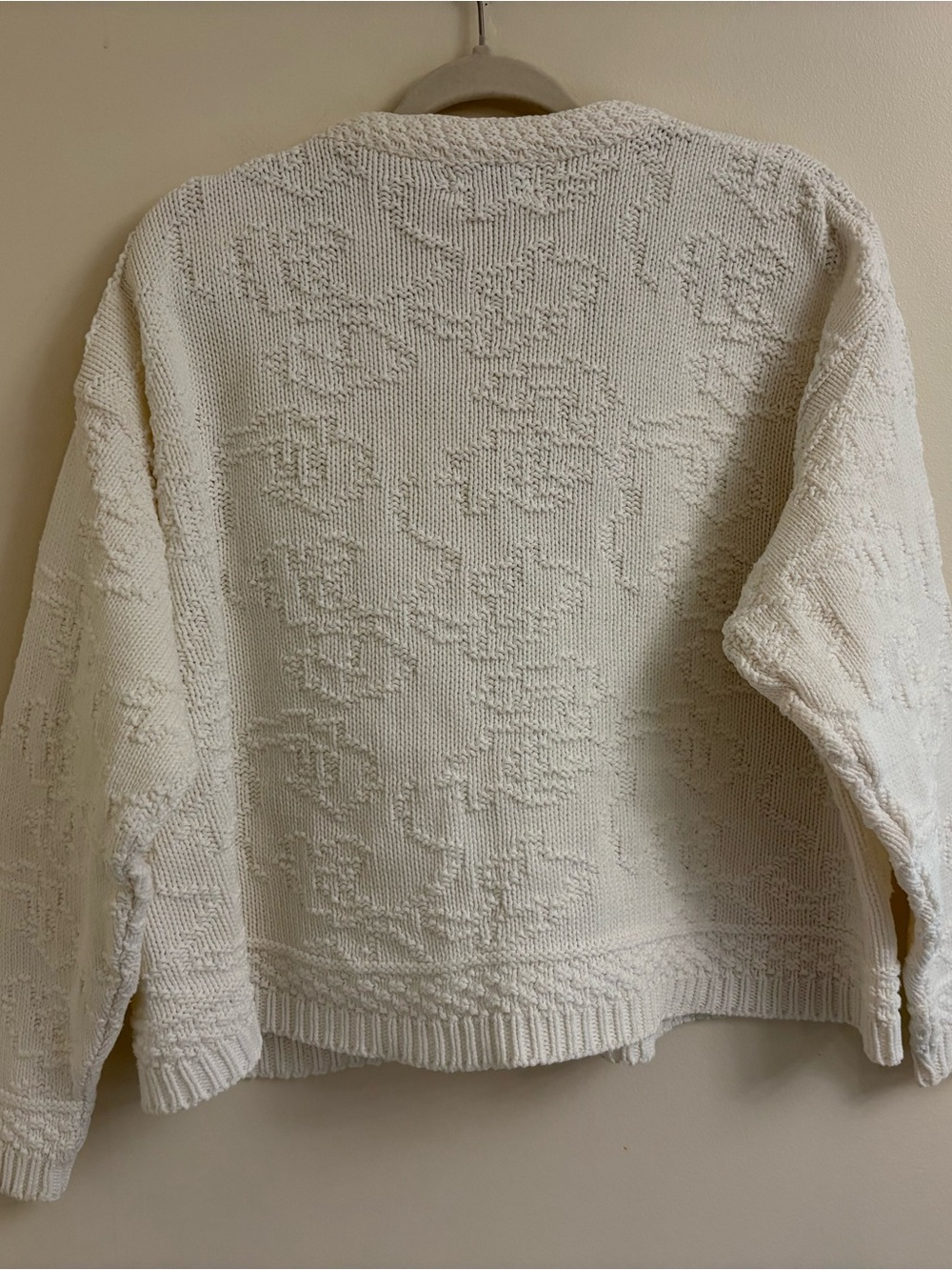 Vintage LL Bean Cardigan M ivory Freeport tag 100% Cotton Made USA heritage knit - Picture 9 of 13